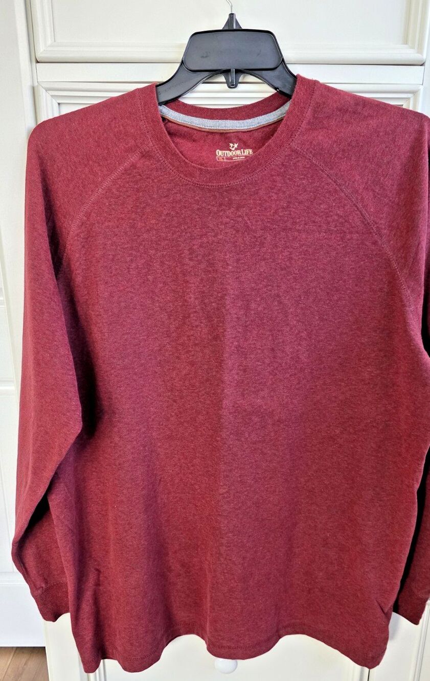 Outdoor Life Men's  Crew Neck Sweater XL Maroon Long Sleeve Cotton Blend